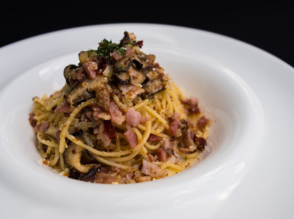 Bacon and Mushroom Aglio Olio